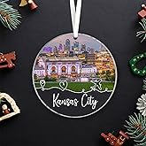Lerime66 Kansas City Travel Souvenirs Christmas Ornament Acrylic, New City Gift, New Home Gifts, Move to Kansas City in Missouri Gifts, Ornament Gifts for Friends, Kansas City Lovers