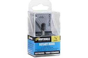 Kutzall Extreme Ball Nose Burr, 1⁄8" Shaft, Very Coarse - Wood Carving Bit for Dremel, Foredom, DeWalt, Milwaukee. Abrasive Tungsten Carbide, 1⁄4" (6.3mm) Dia. X 1⁄2" (12.7mm) Length, BNX-14-EC