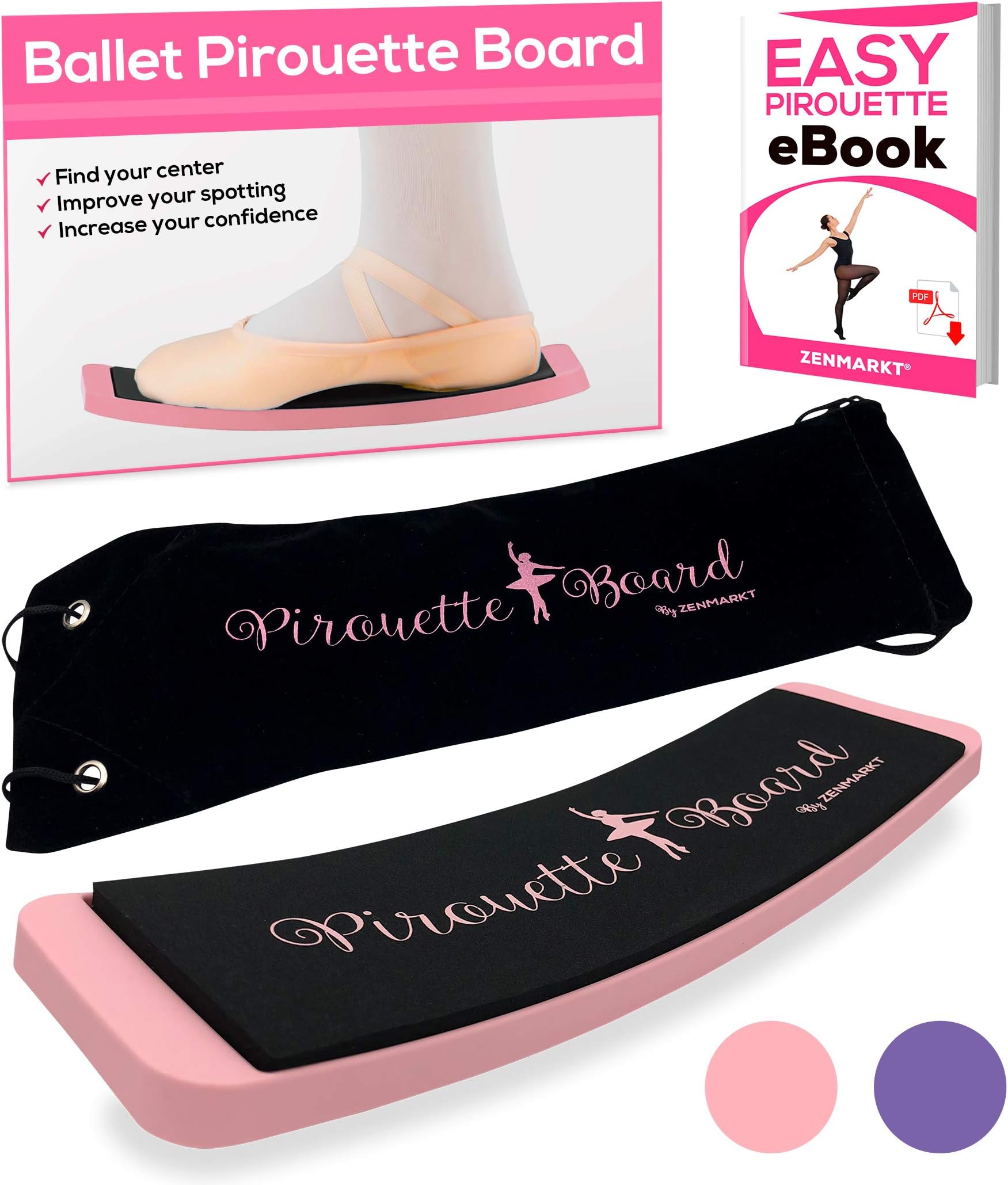 Zenmarkt Ballet Turning Board for Dancers - Figure Skating Ballet Dance Turning Pirouette Board Training Equipment for Dancers, Ice Skaters, Gymnasts and Cheerleaders