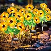 GARPAR Solar Garden Lights Outdoor, Upgraded 3 Pack with 18 Bigger Solar Sunflowers, Auto On/Off Lifelike Garden Decor, Bright Waterproof Outdoor Decorations for Yard Patio