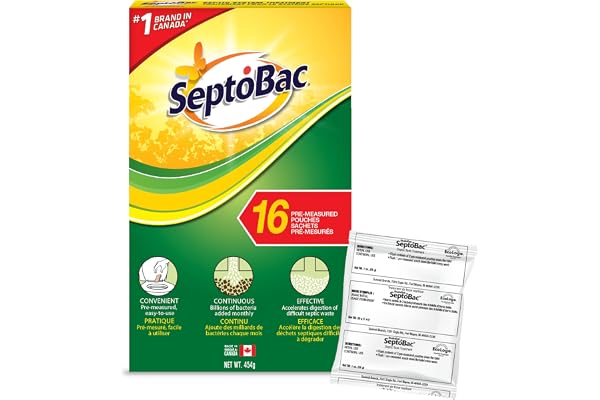 SeptoBac Septic Tank System Treatment, Pre-Measured Pouches, 16-Pack | Continuous Weekly Use Maintenance Packets Accelerate W