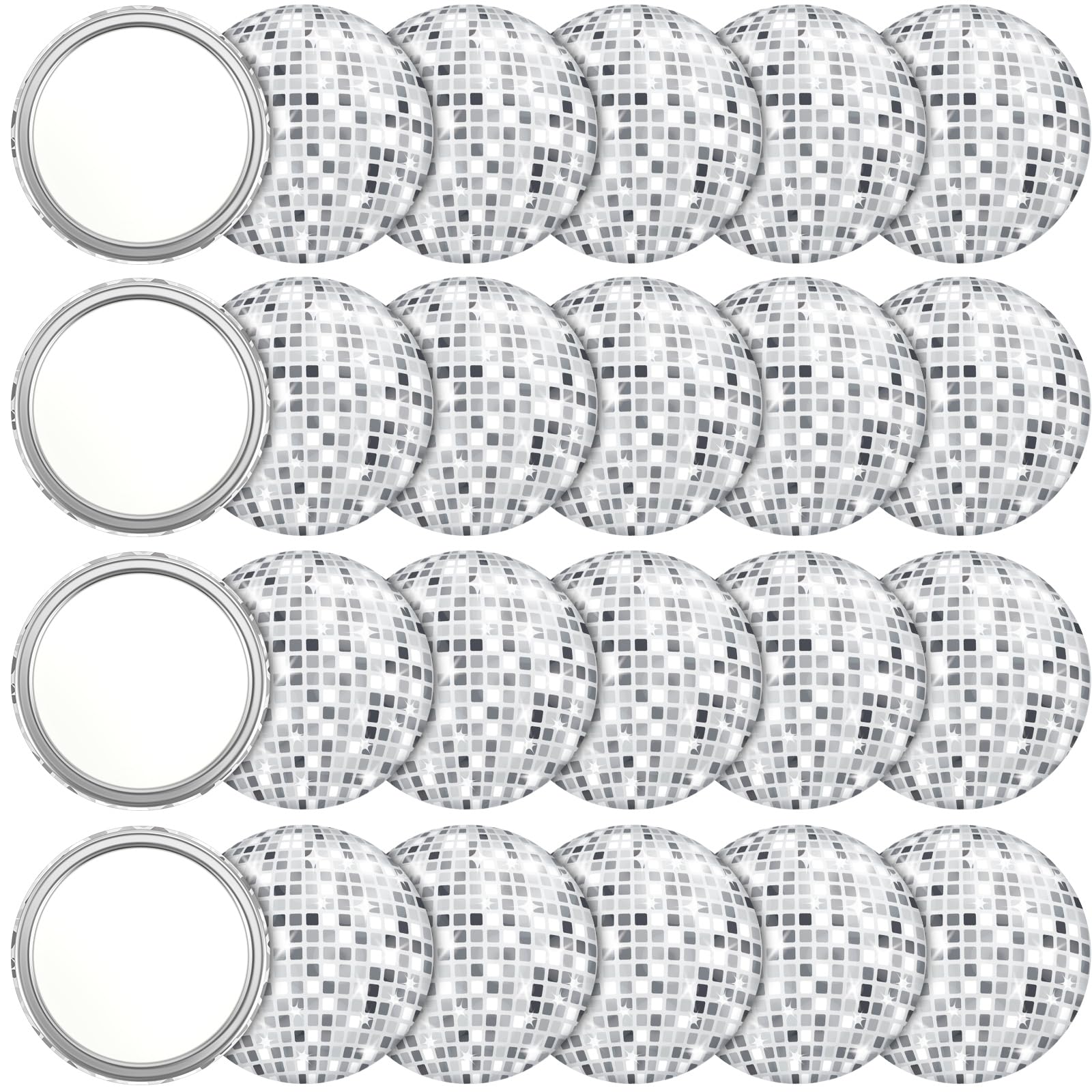 Photo 1 of Qunclay 24 Pcs Disco Ball Compact Mirror 2.76 Inch Vintage Round Pocket Mirror Makeup Mini Mirror Handheld Portable Mirror for Purse, Women Gift Disco Party Supply Travel Daily (Silver)