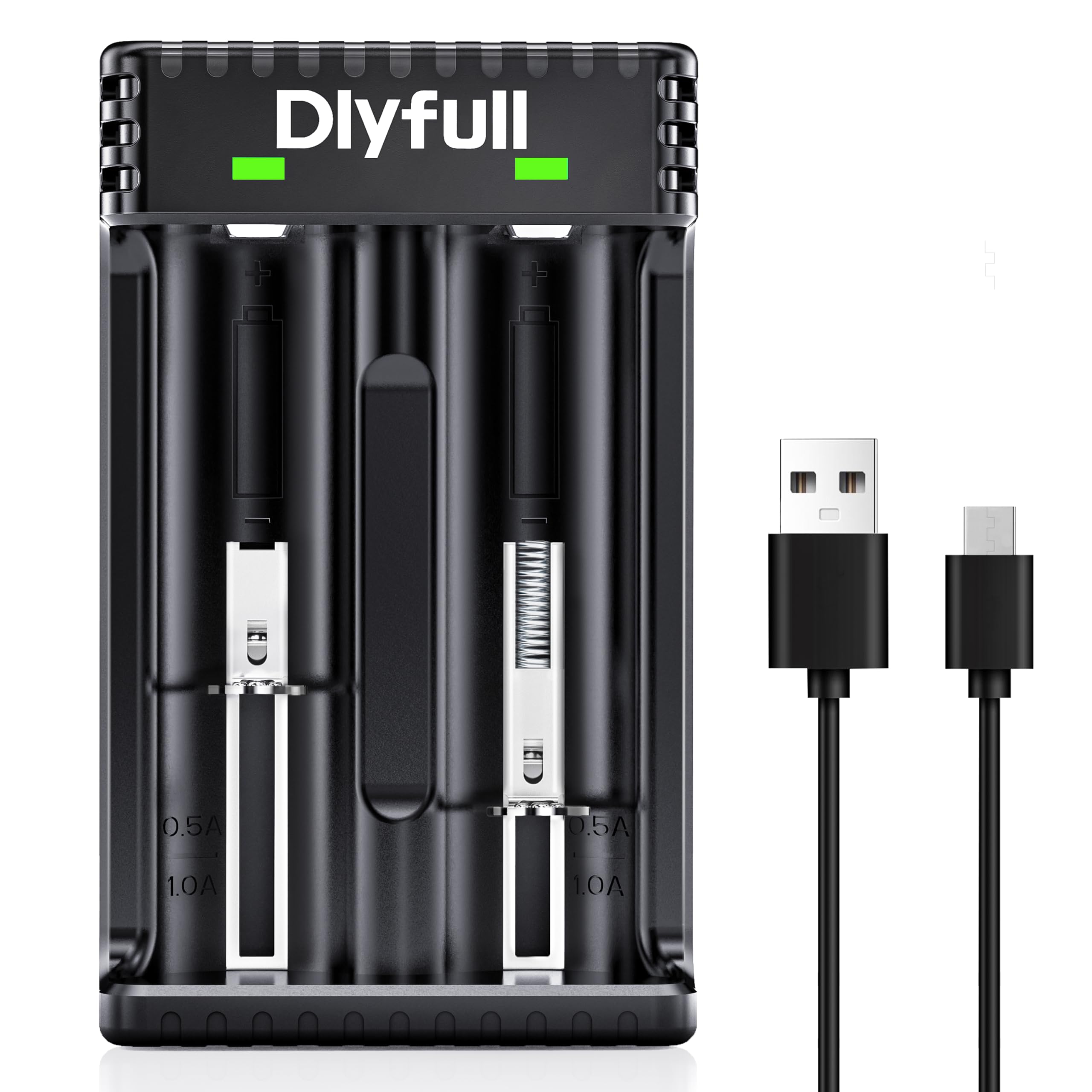 Photo 1 of Universal 18650 Battery Charger with Smart Fast Charge, 2 Bay Battery Charger for 3.7V Lithium ion Rechargeable Batteries 26650 16340(RCR123A) 14500, Ni-MH Ni-CD AA AAA C Batteries, Cable Included