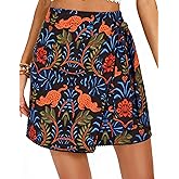 Kate Kasin Women's Boho Mini Skirts Floral Wrap Tie Skirt Elastic High Waisted Summer Casual Beach Skirts 2026
