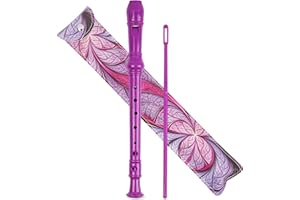 QIELIZI Recorder Instrument for Beginner Adults,8-Hole Soprano Descant Recorder Music Flute with with Cleaning Rod & Leather Case For Home Entertainment(2-Purple Fractal Flower)