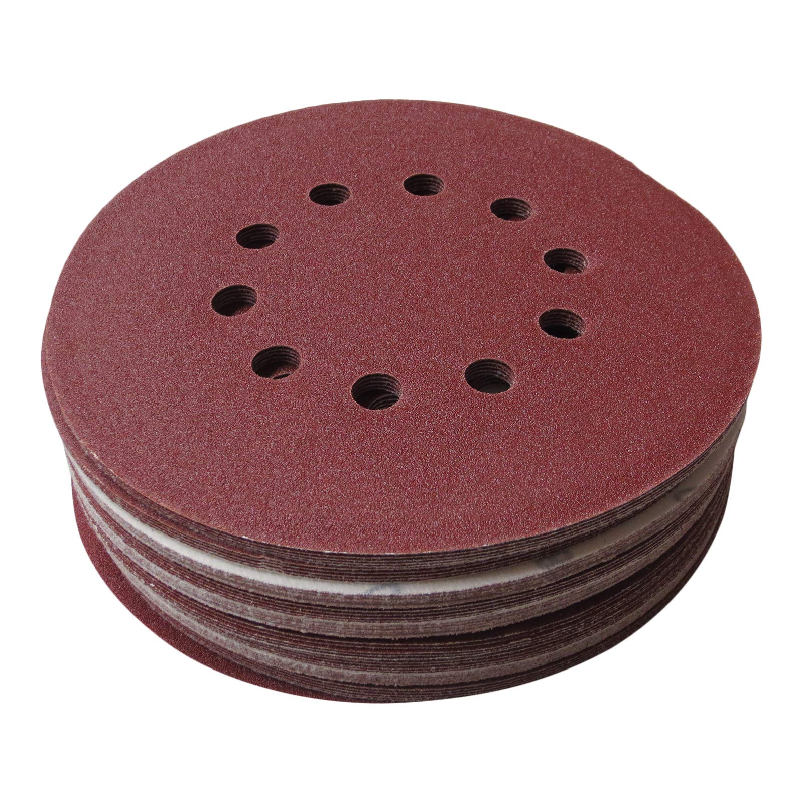 Eckra 3140 25 HooK and Loop Sanding Discs Diameter 215 mm 10 Hole P180 Red Brown