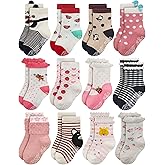 RATIVE Non Skid Anti Slip Cotton Dress Crew Socks With Grips For Baby Infant Toddler Kids Girls