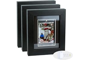 Bivitre Trading Card Display Case - 3 Pack Baseball Card Display Case Wall Mount, Sports Card Display Frame for Basketball Football Hockey Cards, Black Standard (1 Card x3PCS)