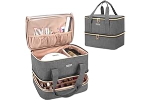 BAFASO Nail Polish Organizer Holds 40 Bottles (15ml - 0.5 fl.oz) and a Nail Lamp, Nail Polish Carrying Case with Manicure Too