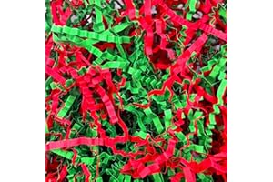 ZEBMOON 1 LB Red Green Crinkle Cut Paper Shred Filler Great for Gift Wrapping, Basket Filling, Birthday, Wedding, Halloween, Thanksgiving, Christmas Day, New Year Party Decorations Filling Supplies