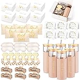 Tioncy 42 Pcs Bridesmaid Proposal Gifts Bridal Shower Wedding Gift Box Makeup Bags Invited Cards Tumblers with Lids and Straw Scrunchies Eye Mask Hair Clips for Maid of Honor(Champagne)