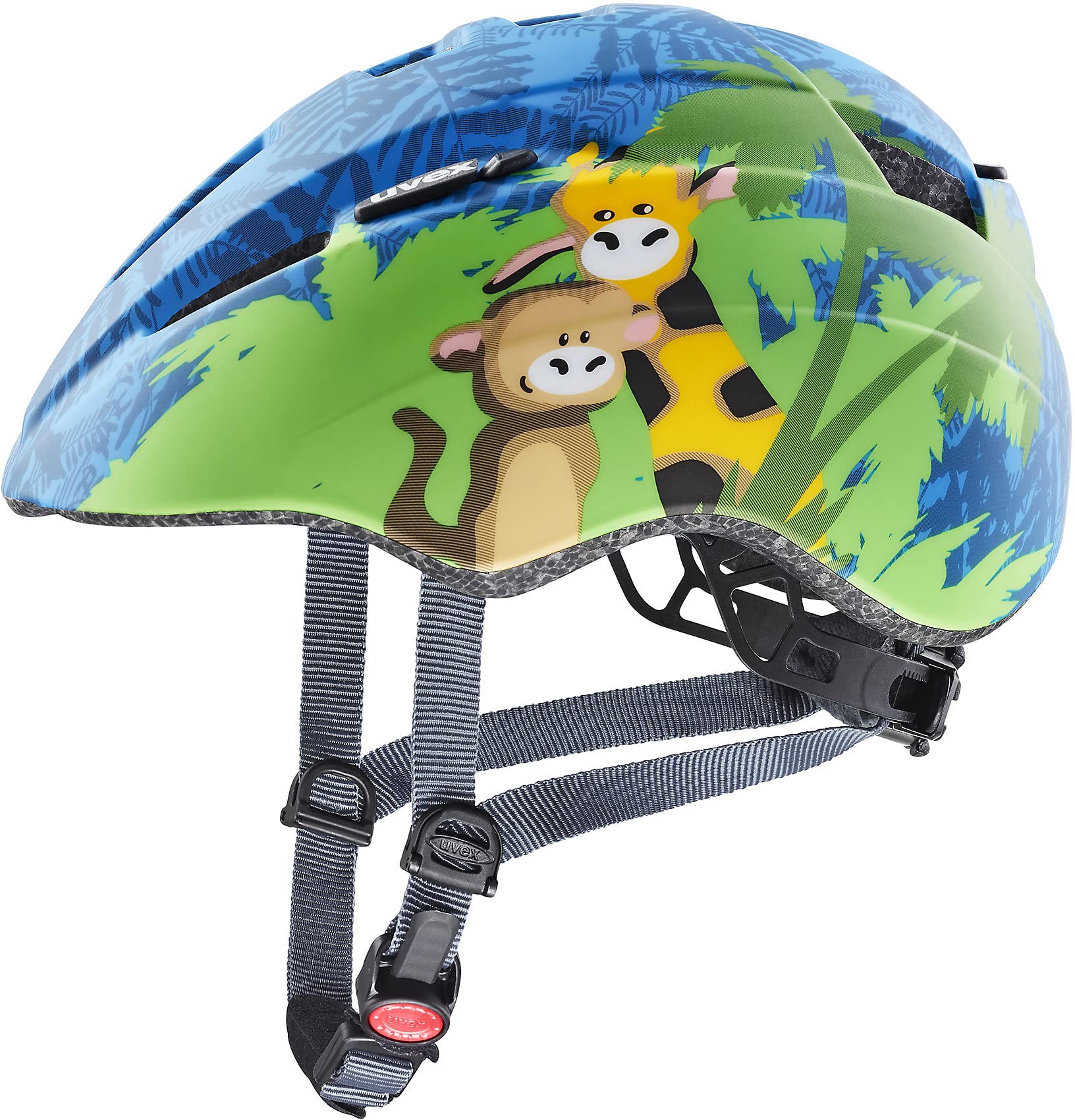 uvex Kid 2 cc - Lightweight Kids Bike Helmet for Children - Individual Fit - Upgradeable with an LED Light - Jungle - 46-52 cm