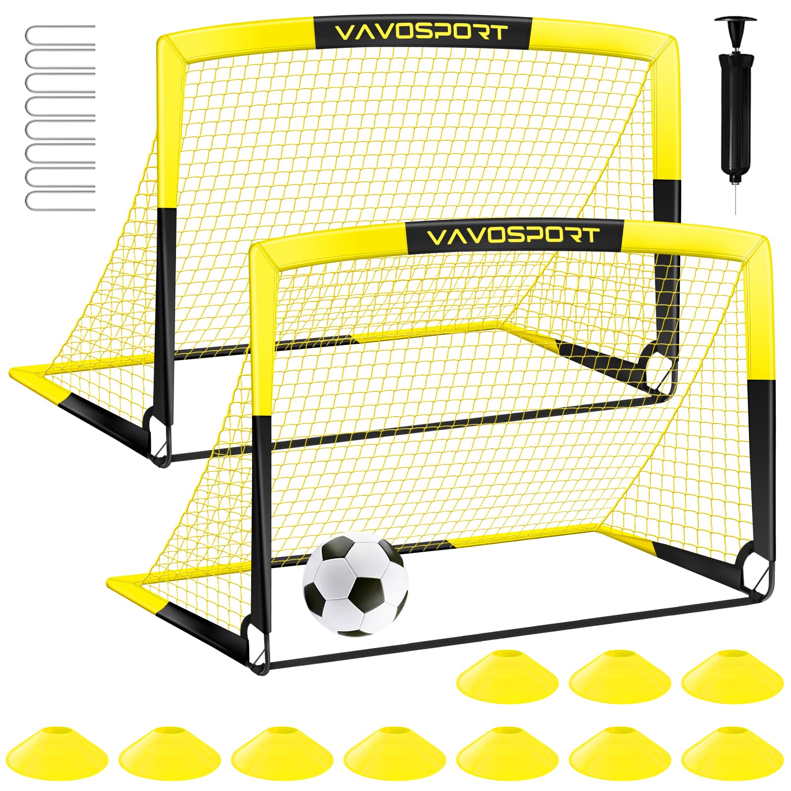 Photo 1 of Kids Soccer Goal Set, 2 of 4x3 ft Soccer Goals for Backyard, Portable Pop Up Soccer Nets Training Equipment with Soccer Ball, Cones, Soccer Net for Family Kids Youth Outdoor Sports Games