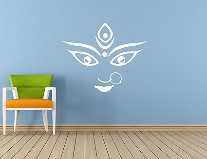 Wall Guru Maa Durga White Wall Sticker Vinyl Wall Stickers Size(47 * 59) cm