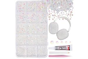 ANOLEAIR 12000Pcs Clear White AB Rhinestones for Bedazzling Kit, 2/3/4/5/6mm Mix Sizes Jelly Bedazzling Resin Gems, Gems Bedazzling for Crafting, Flatback Rhinestones for Craft DIY Face Makeup Crafts Tumblers