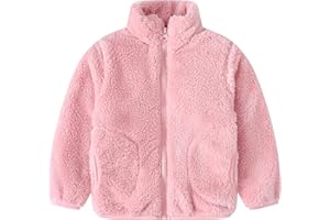 AIWUHE Toddler Girls Boys Fleece Jacket Kids Polar Fleece Zipper Jacket Soft Fall Winter Warm Outerwear With Pockets 2-8Y