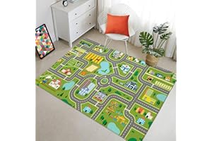 AUSTAB Kids Carpet Playmat Rug 3 x 5 FT Cars Kids Rug Traffic Road Kids Play Car Mat for Kids Bedroom Playroom Living Room Nursery Room Decor