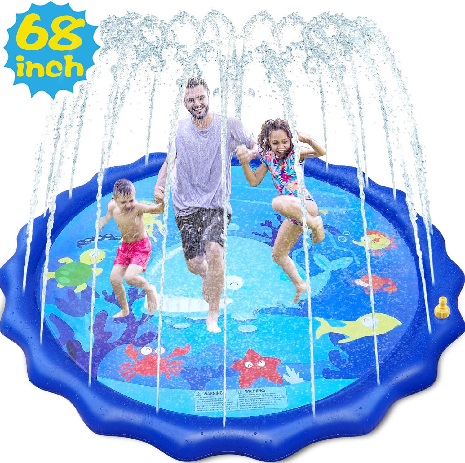 Giftinthebox Sprinkler &Splash Pad for Kids, 68" Splash Play Mat Water Toy for Toddlers , Outdoor Water Mat Toys, Baby Infant Wading Swimming Pool Party Outdoor Water Toy for Girls Boys: Toys & Games