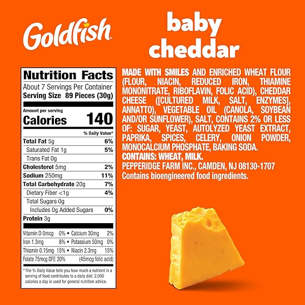 GOLDFISH BABY CHEDDAR CHEESE CRACKERS, 7.2 OZ BAG
