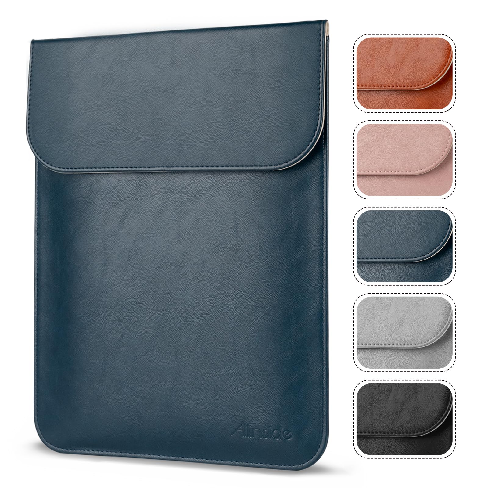 Allinside 15-16 inch Laptop Sleeve Compatible with MacBook Pro 16 2021–2026 (M5 A3428 A3429 A2485 A2780 A2991 A3403 A3186)/MacBook Pro 15 2016–2019 (A1707/A1990), PU Leather Laptop Case Cover, Blue