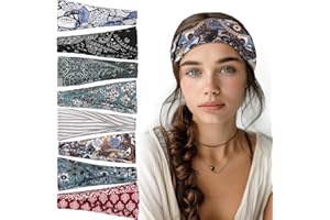 obeoby 8 Pack Headbands for Women, Stocking Stuffers for Women Girls Boho Style Headbands Non Slip Fashion Wide Headband Hair Wrap