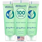 EcoEarth Travel Size Body Wash (1 fl oz, 100 PK, Spring Breeze), Delight Your Guests with a Revitalizing and Refreshing Hotel Body Wash, Quality Mini and Small Size Guest Hotel Toiletries in Bulk