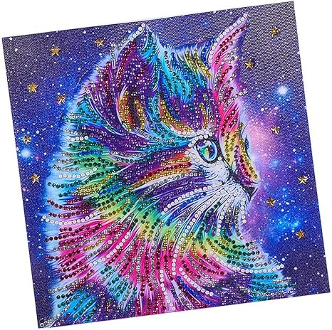 Amazon Co Jp カラービーズストーン絵画 ダイヤモンドアート 手芸キット Diy カラフル 猫 象 全4種 猫1 ホビー