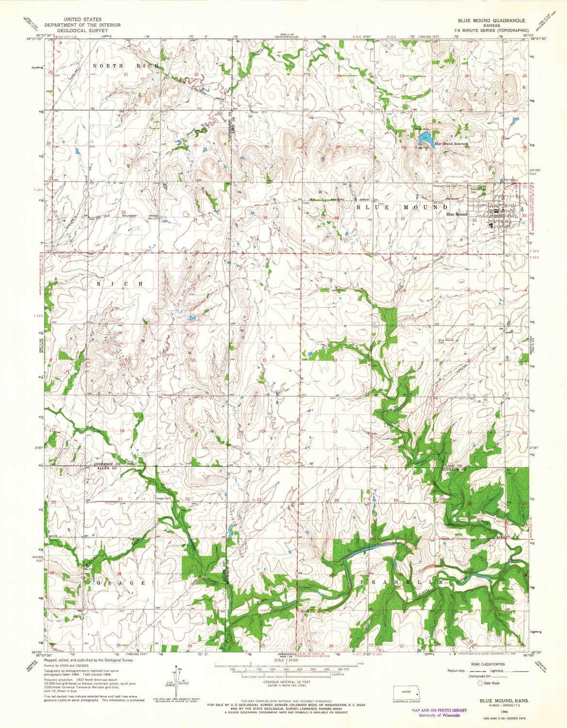 YellowMaps Blue Mound KS topo map, 124000 Scale, 7.5 X 7.