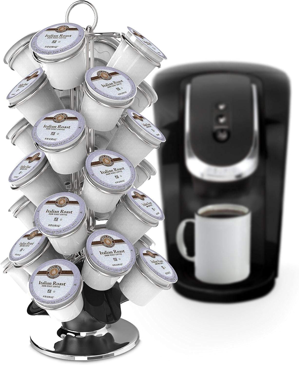 Prepara - Compatible with/Replacement for K-Cups - 28 Cup Chrome Coffee Pod Carousel