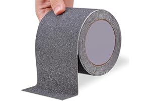 Qingluan Grip Tape, Heavy Duty Anti Slip Tape for Stairs Outdoor/Indoor Waterproof 4" x 33 ft, Safety Non-Slip Roll for Stair Step Traction Treads Stair Non Slip Strips Grey