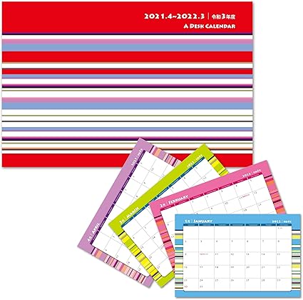 Amazon 4月始まり 卓上カレンダー 21 カレンダー ストライプ 21年 かわいい おしゃれ 文房具 オフィス用品 文房具 オフィス用品