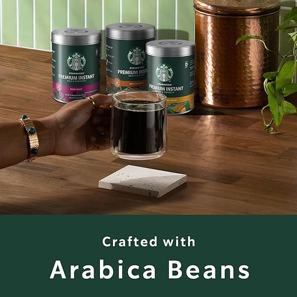 STARBUCKS PREMIUM INSTANT COFFEE, MEDIUM ROAST COFFEE, ARABICA BEANS, 3.17 OZ