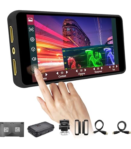 Portkeys Moniteur de champ PT6 pour appareil photo, écran tactile de 5,2 pouces, 1920 x 1080, HDMI 4K, sortie LUT 3D, large gamme de couleurs, nouvelle forme d'onde RVB pour reflex numérique
