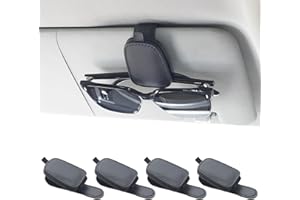 Yuoyar Sunglass Holder for Car, Magnetic Leather Sunglasses Holder and Ticket Card Clip, Car Visor Accessories, 4 Packs (4Pcs Black)
