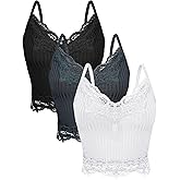 Bencailor 3 Pcs Women's Lace Tank Tops Y2k Camisole Lace Patchwork Crop Tops Grunge Style Ribbed Knitted Clothing