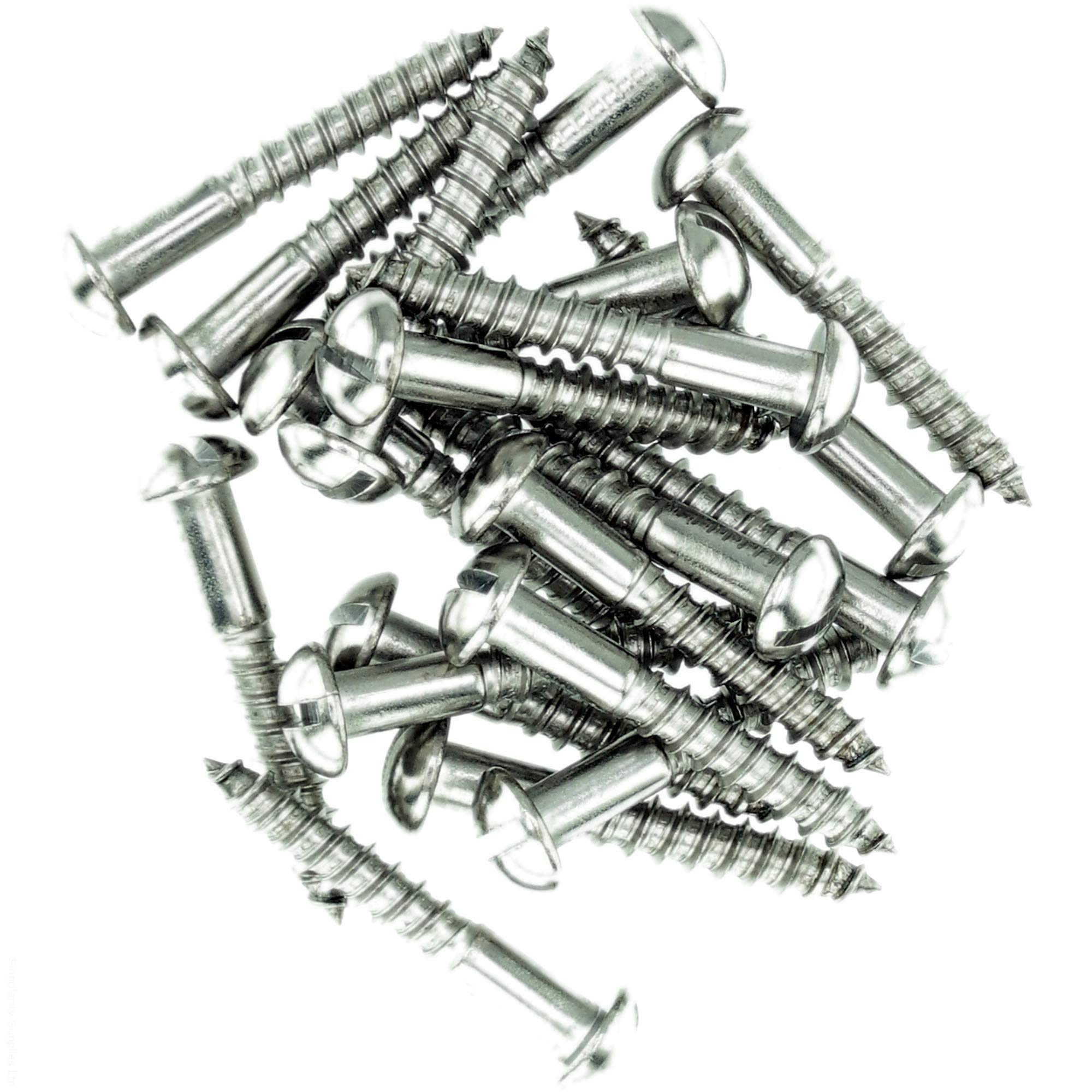 No.4 x 1.58 (3.0mm x 40mm) Slot Pan Wood Screw - Stainless Steel (A2) (Pack of 20)