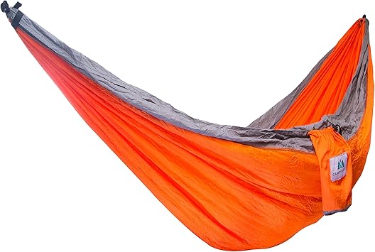 キャンプハンモックby Campholics Largeダブルハンモック丈夫なパラシュートナイロン 軽量 コンパクト ポータブルビーチマットfor Backpacking L オレンジ Campholics ハンモック Amazon