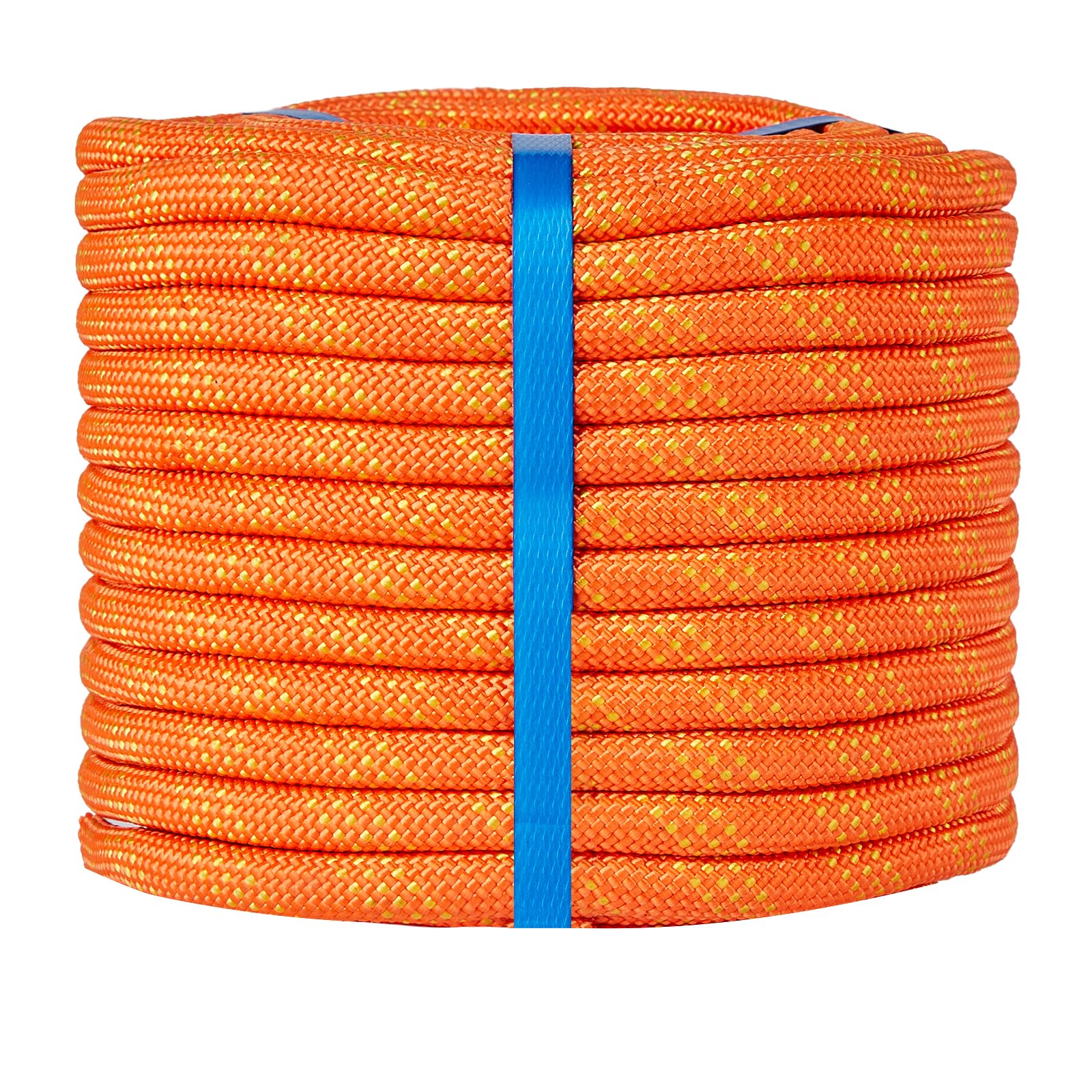 Photo 1 of 1/2 Inch 150ft Double Braided Polyester Arborist Rope, Heavy Duty Nylon Rope for Anchor, Tree Work, Cargo, Pulling, Sailing(Orange)