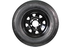 eCustomrim Trailer Tire and Rim Radial ST175/80R13 175/80 R 13 Load Range C 5-4.5 Black Spoke Wheel - 6 Year Warranty w/Free Roadside