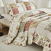 Brandream Queen Size Quilt Set Cotton Farmhouse Patchwork Quilts American Country Quilted Comforter Set 3-Piece