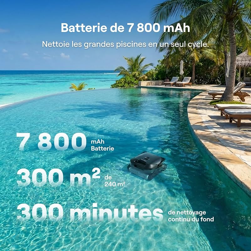 Sora 10 Robot Piscine sans Fil,25700 LPH,Capacité du Filtre 5L,Bleu
