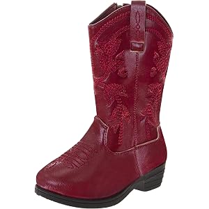 Girls Cowgirl Western Boots – Sizes Toddler to Big Kid | Pull-On Embroidered Pointed Toe Country Boot | Kids Rodeo Festival F