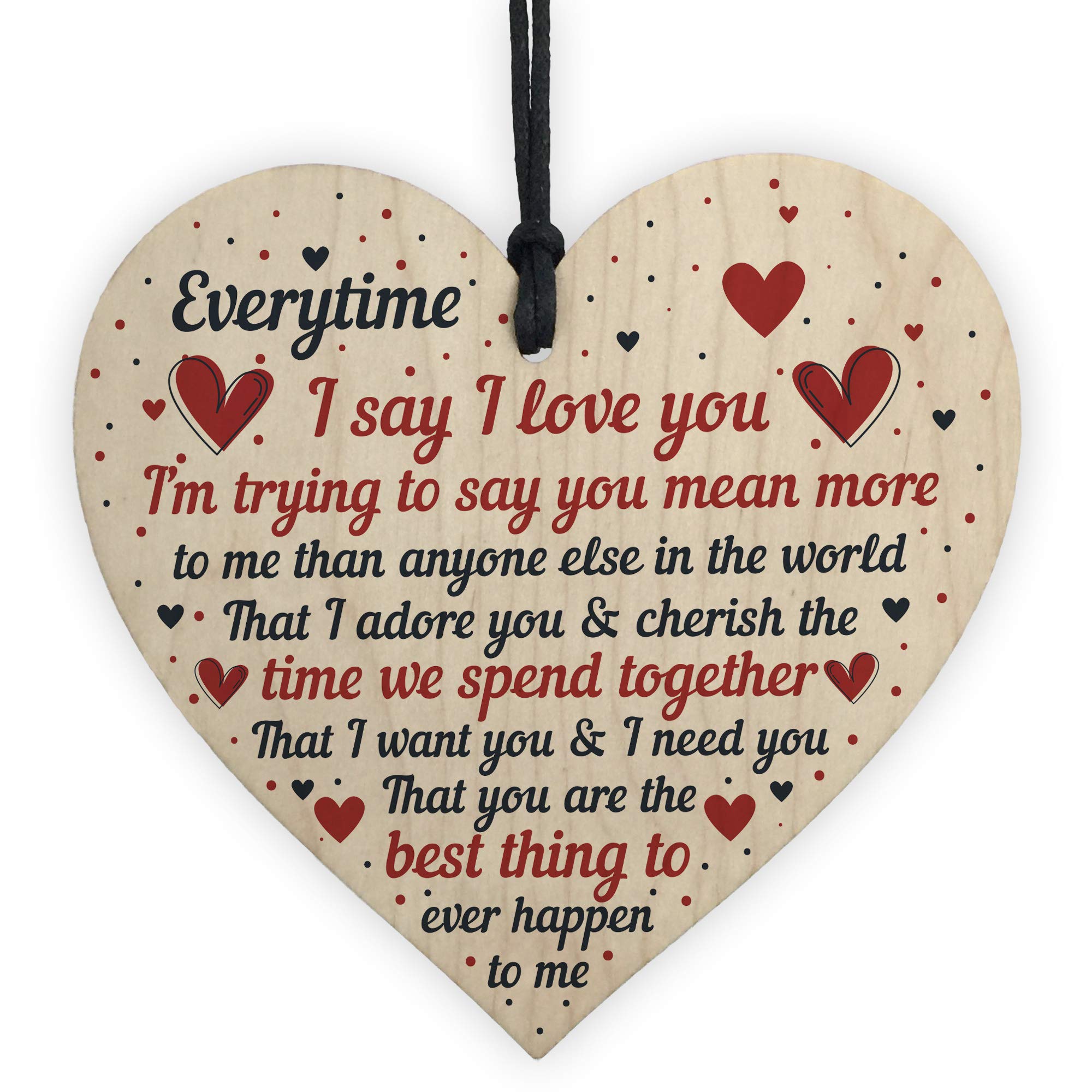 Red Ocean I Love You Plaque Wooden Heart Special Anniversary Valentines Day Gift For Boyfriend Girlfriend Husband Wife