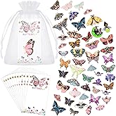 Siifert 50 Sets Butterfly Enamel Pins Bulk Butterfly Pins for Backpacks for Women Moth Decor Gifts for Girls Colorful Butterfly Lapel Pins Brooches with Butterfly Cards and Organza Gifts Bags
