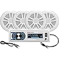 BOSS Audio Systems MCK632WB.64 Marine Boat Stereo & 6.5 Inch Speakers Package - Single Din, Bluetooth, No CD DVD Player, AM/FFM Radio Receiver Head Unit, Wireless Remote Control, Dipole Antenna
