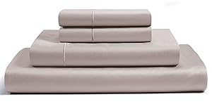 CHATEAU HOME COLLECTION 800 Thread Count 100% Egyptian Cotton Sheets Sets Deep Pocket Best Bed Sheets - Single ply Pure Natural Cotton Sheets Queen Size Sateen Weave Queen Cotton Sheet Sets, Taupe