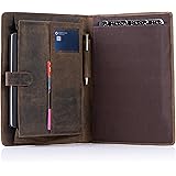 KomalC Leather Business Portfolio Folder Personal Organizer, Luxury Full Grain Leather Padfolio, Leather Folder (Buffalo Dist