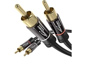 KABELDIREKT CableDirect – 10ft RCA/Phono Cable, 2 × 2 Plugs, Stereo Audio Cable, Practically Break-Proof & Flawless Sound Quality (coaxial Cable, subwoofer/amp/HiFi & Home Cinema/Blu-ray, Analog & Digital)