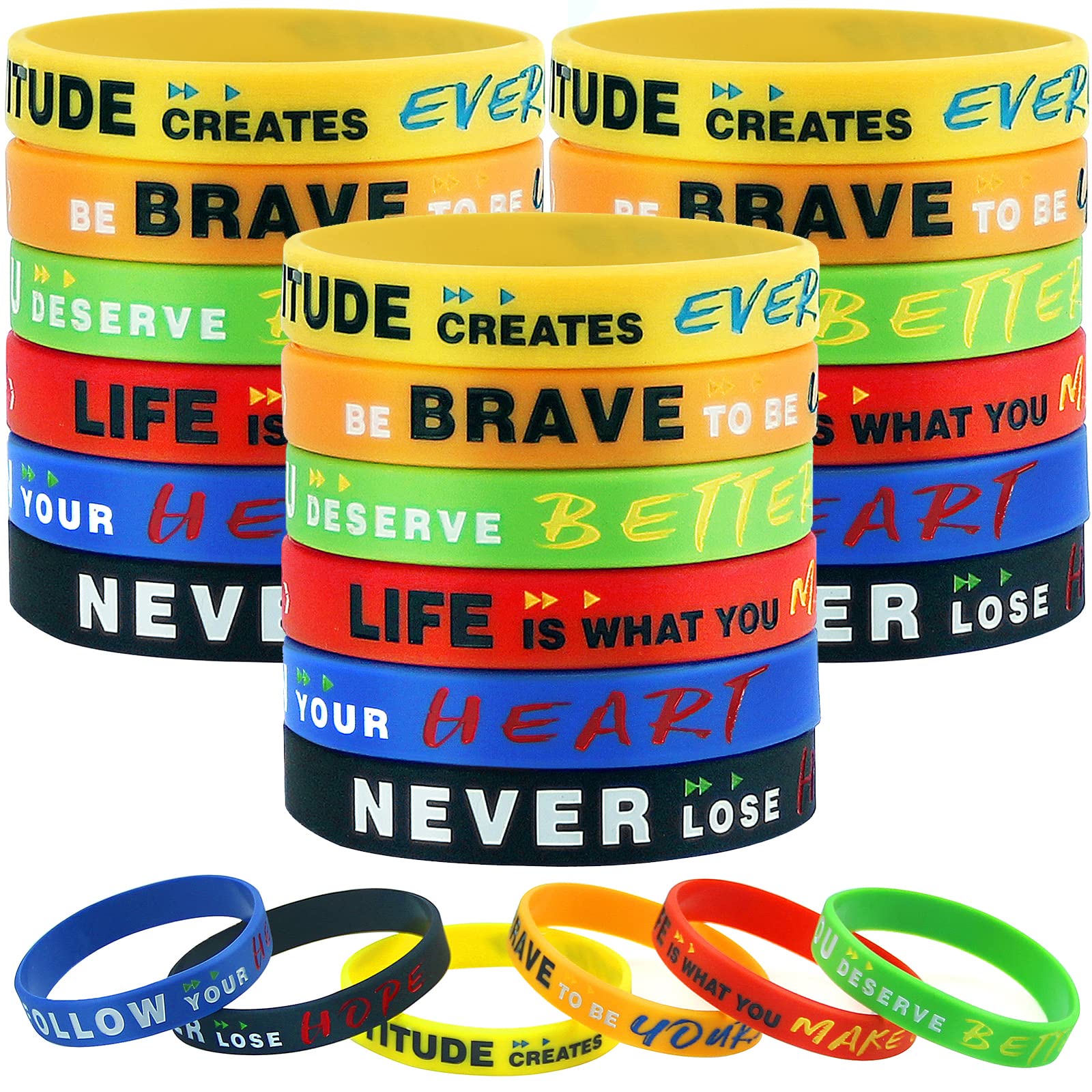 48 pieces Motivational Silicone Elastic Wristbands Sports Football Party Activity Rubber Wristband Bracelets