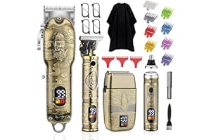 BOMXIN Nose Hair Beard Trimmer for Men, Cordless Professional Hair Clippers and Trimmers Set, Men's Shavers Foil Electric Razors Haircut Grooming Kit, Rechargeable Barber Clippers Set with LCD Display